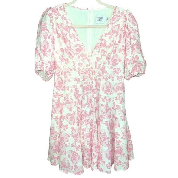 Hello Molly OPTIMISTIC SIGHTS DRESS PINK white floral mini lined women’s 8 EUC - Picture 8 of 9
